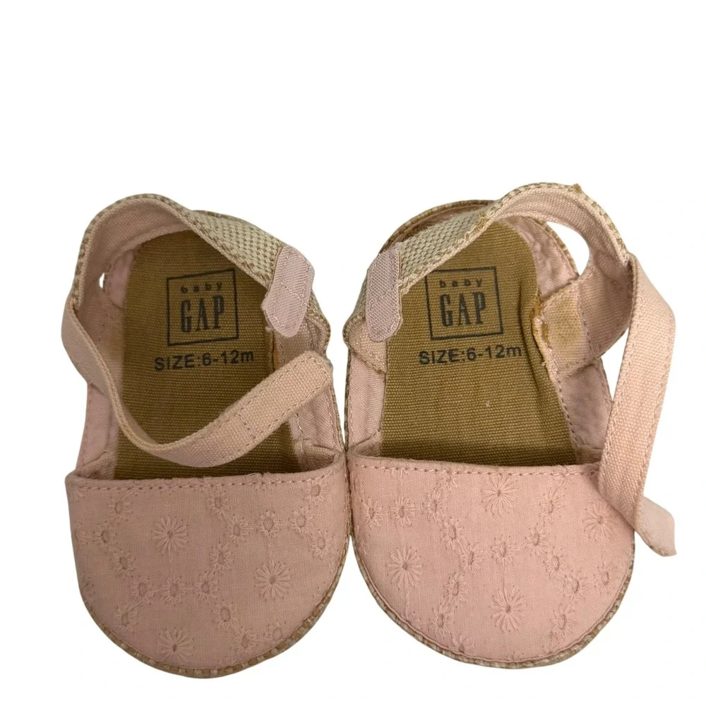 Baby Gap Pink Eyelet Espadrilles &‎ Surprize Stride Rite Denim Sneakers 6-12M